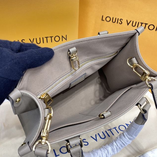 Louis vuitton original embossed calfskin onthego pm m45779 grey&beige