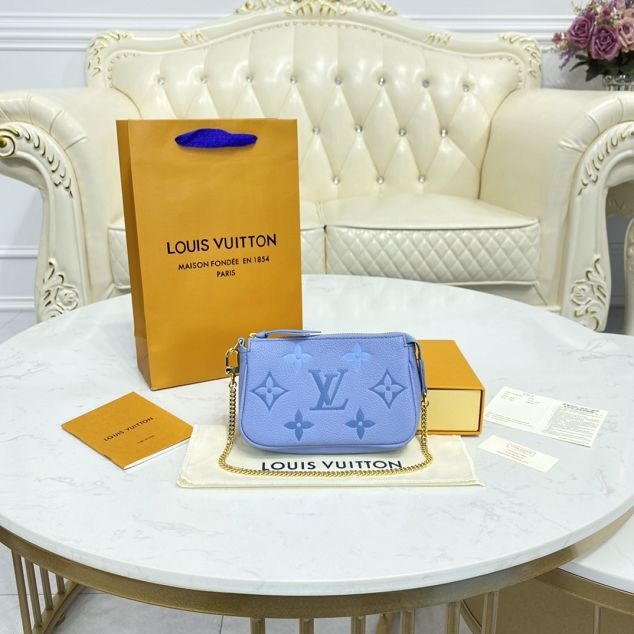 Louis vuitton original calfskin mini pochette M80502 blue