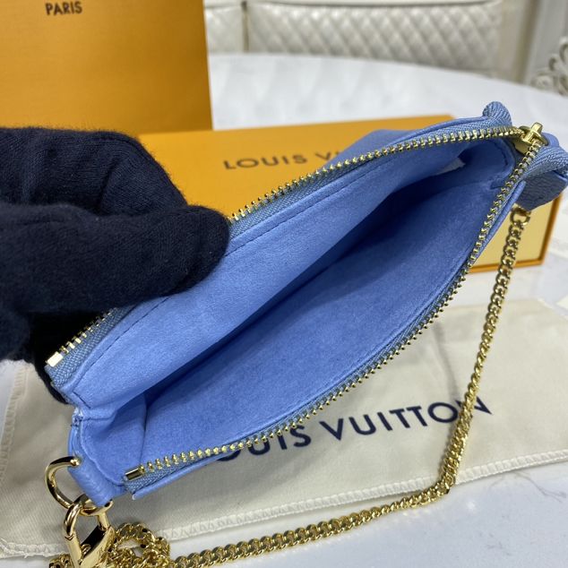 Louis vuitton original calfskin mini pochette M80502 blue