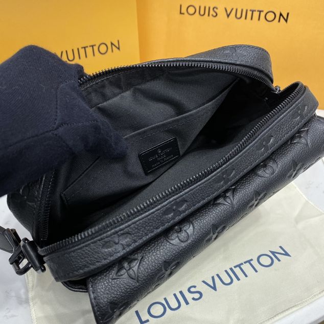 Louis vuitton original calfskin steamer messenger bag M57307 black 