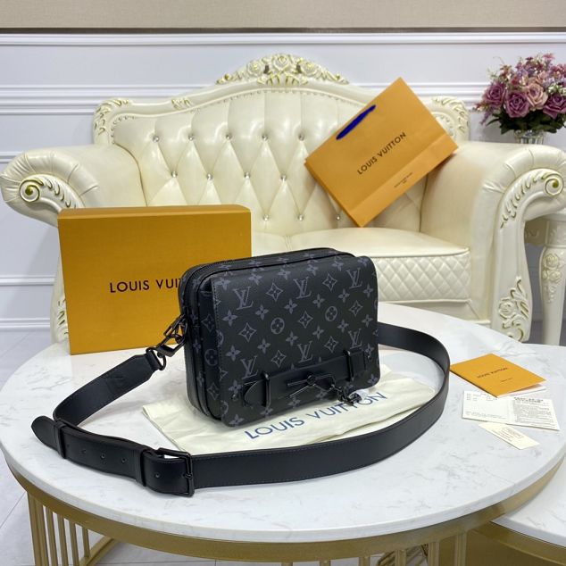 Louis vuitton original monogram eclipse steamer messenger bag M45585 black 