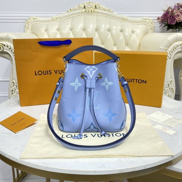 Louis vuitton original embossed calfskin neonoe BB bag 45709 blue