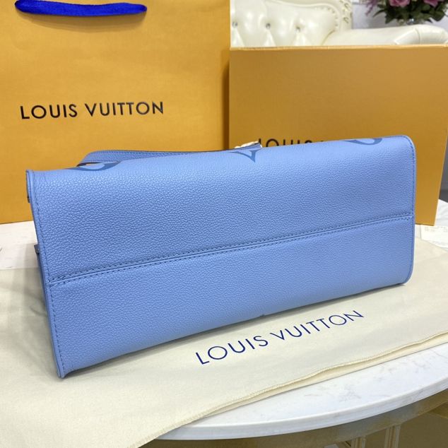 Louis vuitton original embossed calfskin onthego mm M45718 blue