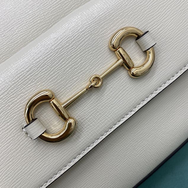 GG original calfskin horsebit 1955 small shoulder bag 645454 white