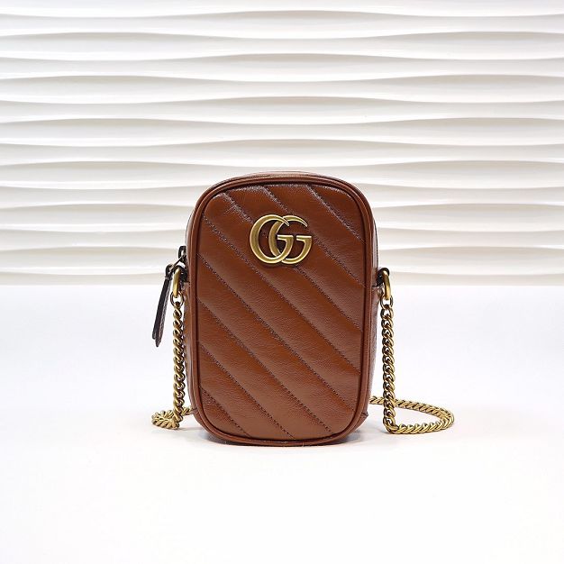 GG original calfskin marmont mini bag 598597 brown