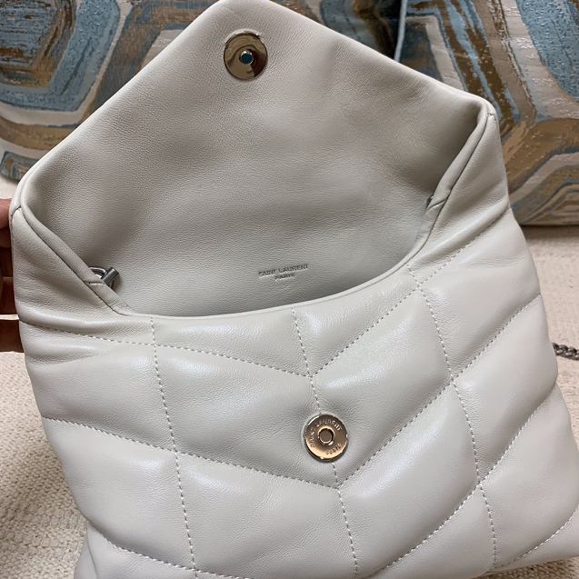 YSL original calfskin puffer mini bag 620333 white