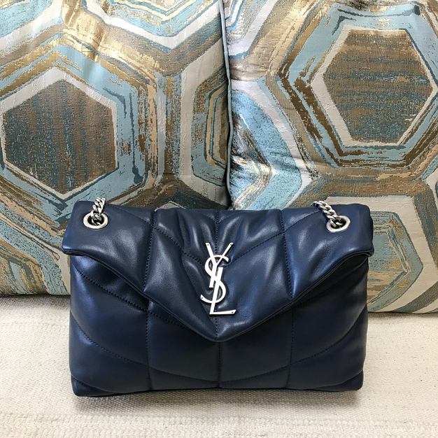 YSL original calfskin puffer small bag 577476 navy blue