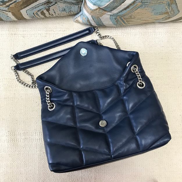 YSL original calfskin puffer small bag 577476 navy blue