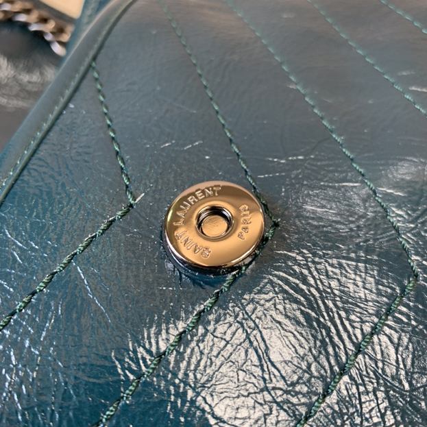 YSL original crinkled calfskin nike baby bag 498894 turquoise