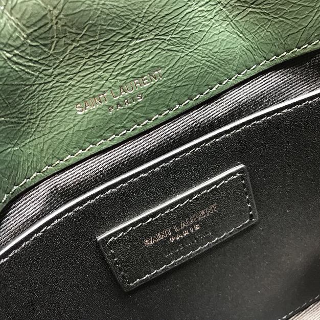 YSL original crinkled calfskin niki baby bag 533037 dark green