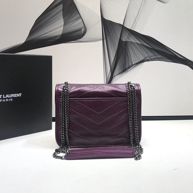 YSL original crinkled calfskin niki baby bag 533037 dark purple