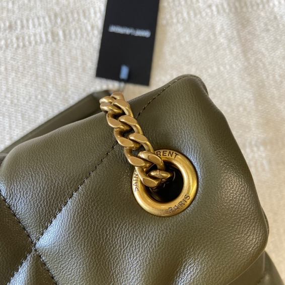 YSL original calfskin puffer small bag 577476 dark green