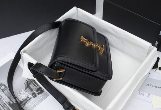 YSL original calfskin solferino medium satchel 634305 black
