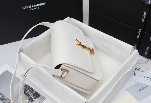 YSL original calfskin solferino medium satchel 634305 white