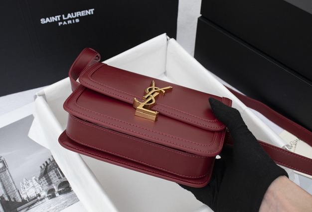 YSL original calfskin solferino small satchel 634306 bordeaux