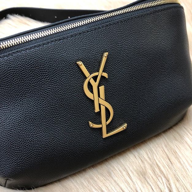 YSL original grained calfskin belt bag 569737 black