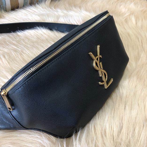 YSL original grained calfskin belt bag 569737 black