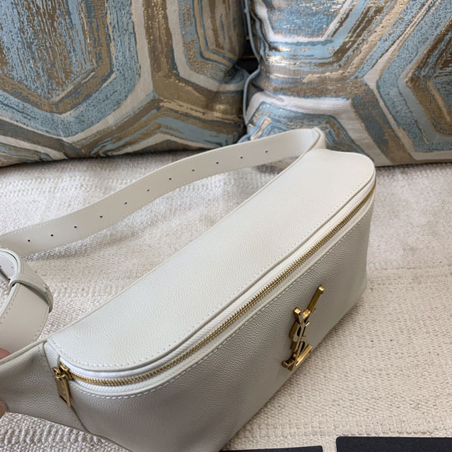 YSL original grained calfskin belt bag 569737 white