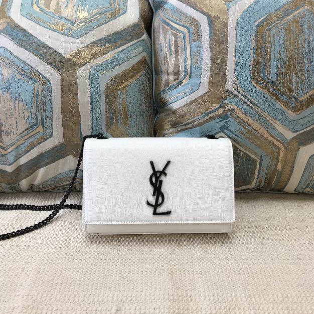 YSL original grained calfskin small kate chain bag 469390 white