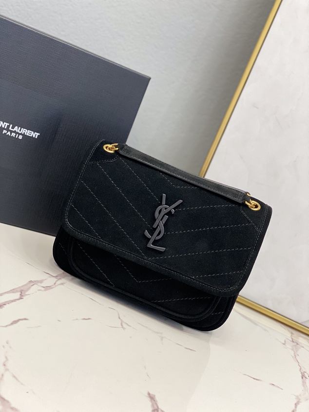 YSL original suede calfskin niki baby bag 533037 black