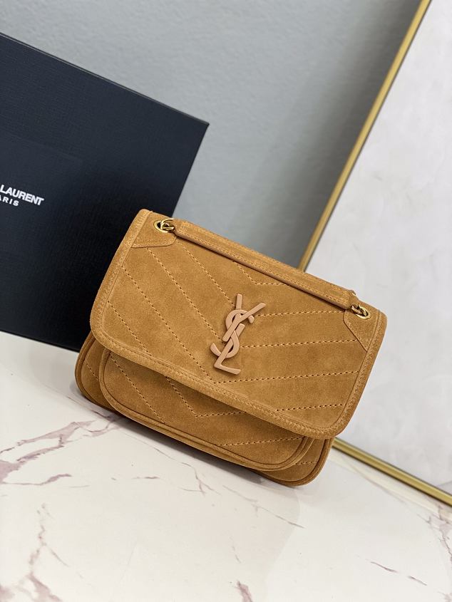 YSL original suede calfskin niki baby bag 533037 camel