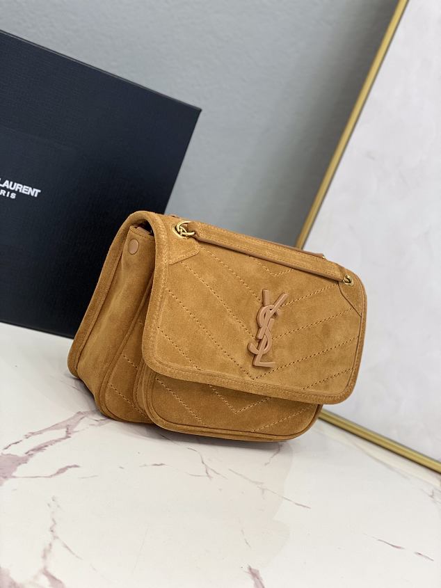 YSL original suede calfskin niki baby bag 533037 camel