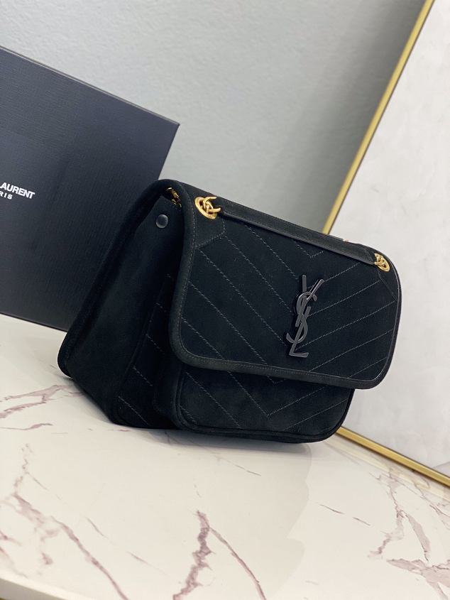 YSL original suede calfskin niki medium bag 498894 black