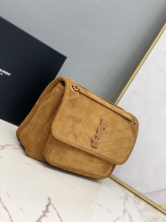 YSL original suede calfskin niki medium bag 498894 camel