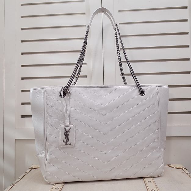 YSL original aged calfskin niki shopping bag 504867 white