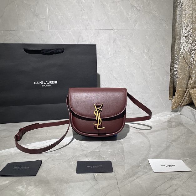 YSL original smooth calfskin kaia small satchel bag 619740 bordeaux