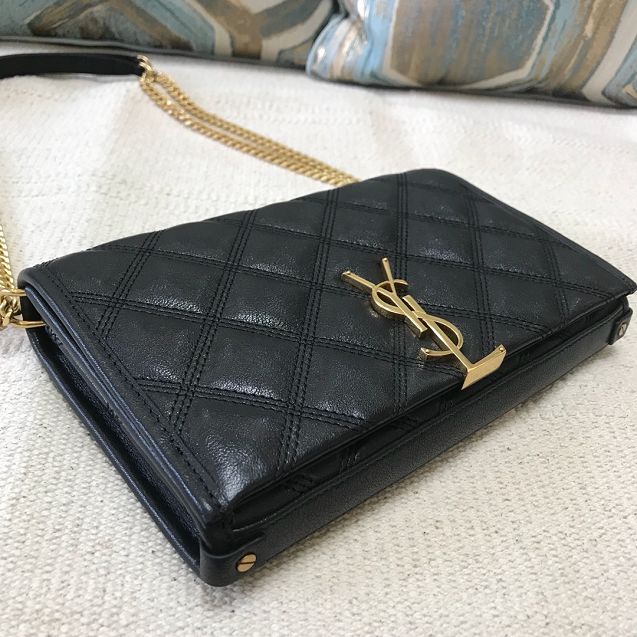 YSL original lambskin becky chain wallet 585031 black