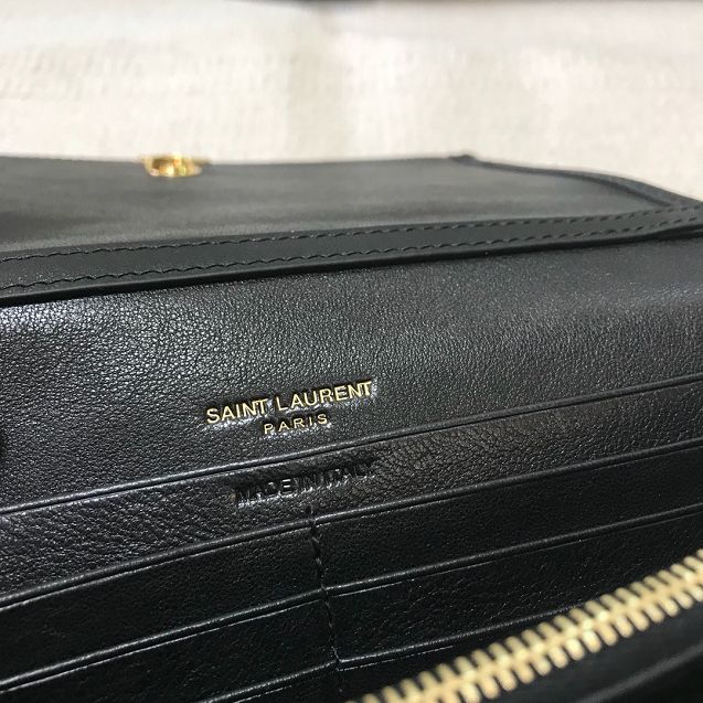 YSL original lambskin becky chain wallet 585031 black