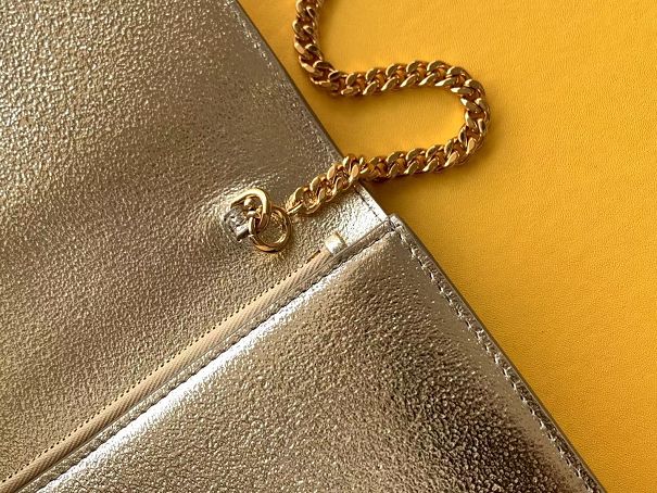 YSL original smooth calfskin kate chain wallet 452159 gold