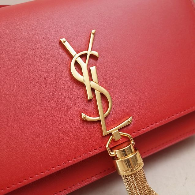 YSL original smooth calfskin kate chain wallet 452159 red