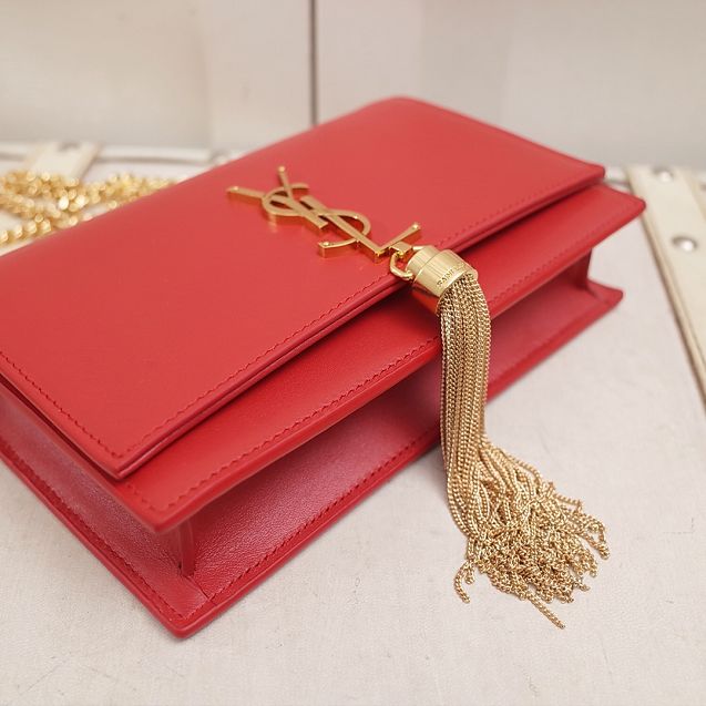 YSL original smooth calfskin kate chain wallet 452159 red