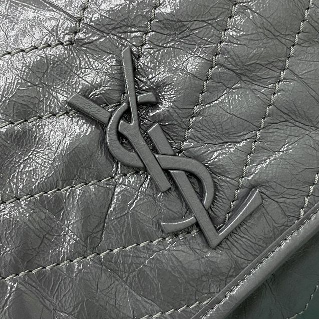 YSL original crinkled calfskin niki medium bag 498894 grey