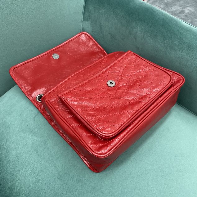 YSL original crinkled calfskin niki medium bag 498894 red