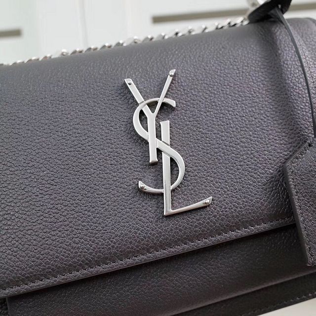 YSL original grained calfskin small sunset bag 441972 black