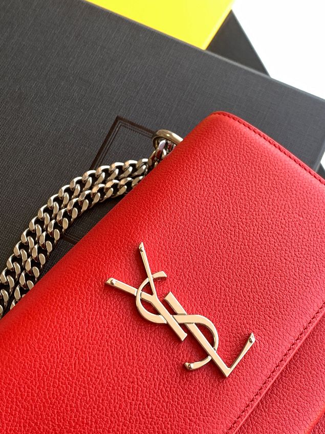 YSL original grained calfskin small sunset bag 441972 red