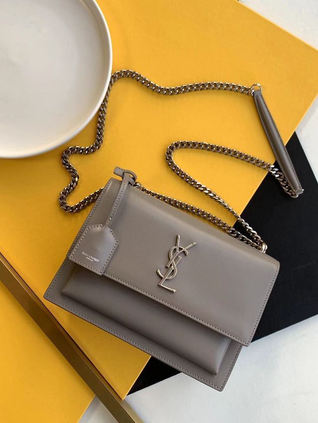 YSL original smooth calfskin medium sunset bag 442906 grey