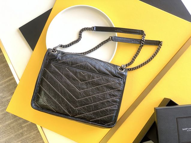 YSL original studded calfskin niki medium bag 498894 black