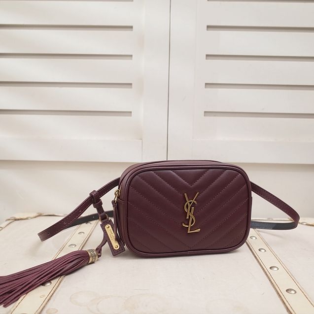 YSL original calfskin lou belt bag 534817 bordeaux