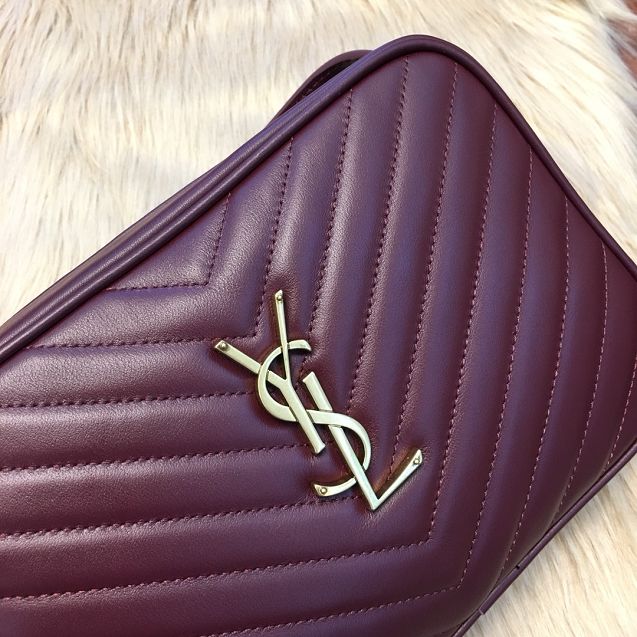 YSL original calfskin lou camera bag 520534 bordeaux