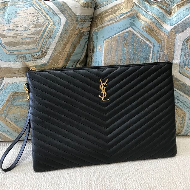 YSL original lambskin clutch bag 585040L black