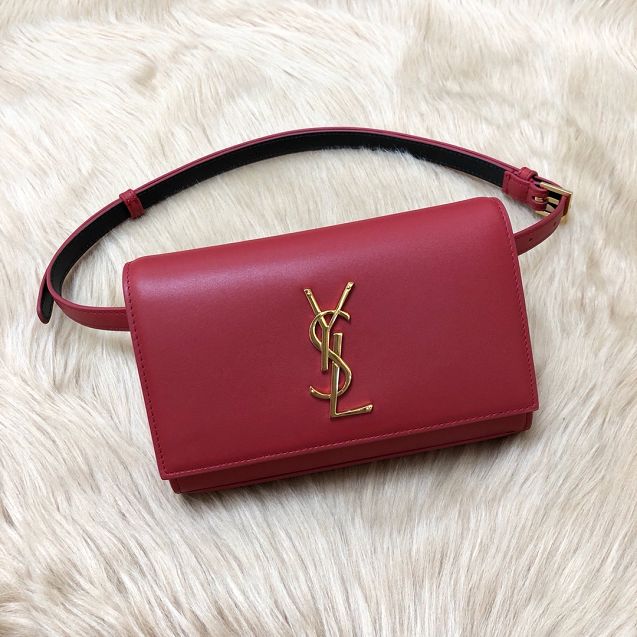 YSL original calfskin belt bag 634895 red