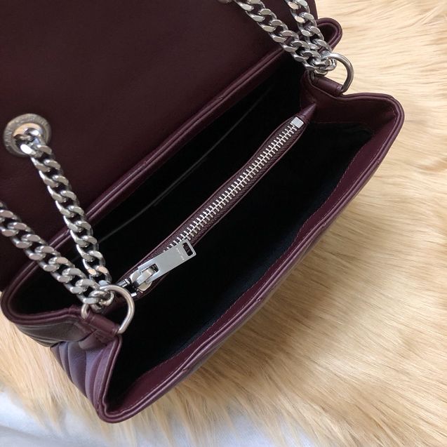 YSL original calfskin loulou small bag 494699 bordeaux