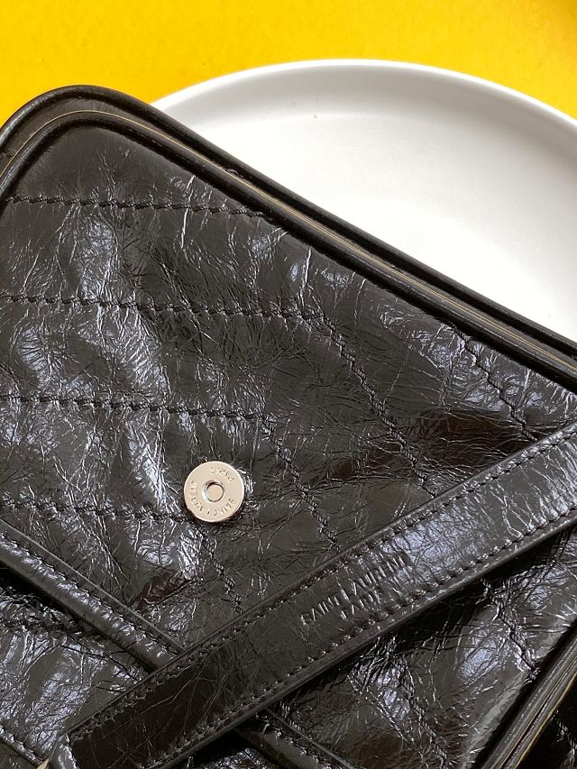 YSL original crinkled calfskin niki baby bag 633151 black