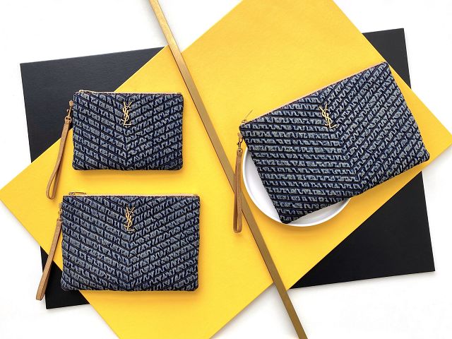 YSL original denim clutch 379039 blue