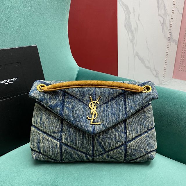 YSL original denim puffer small bag 577476 blue