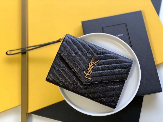 YSL original grained calfskin envelope clutch 617662